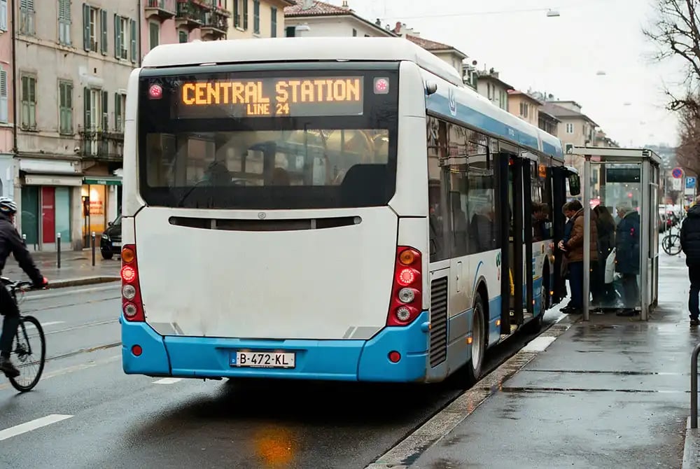 Wyświetlacz kierunku jazdy autobusu – widok z tyłu